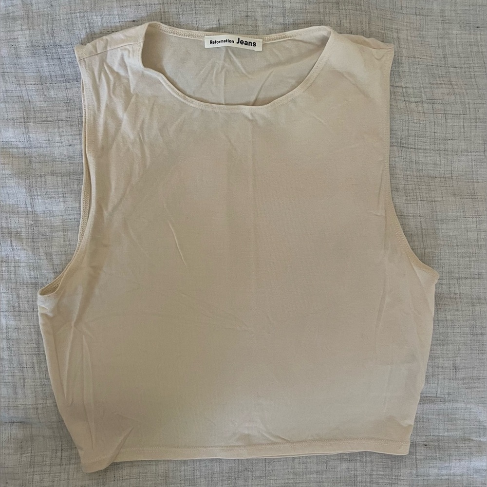 Reformation Cream Sleeveless Top